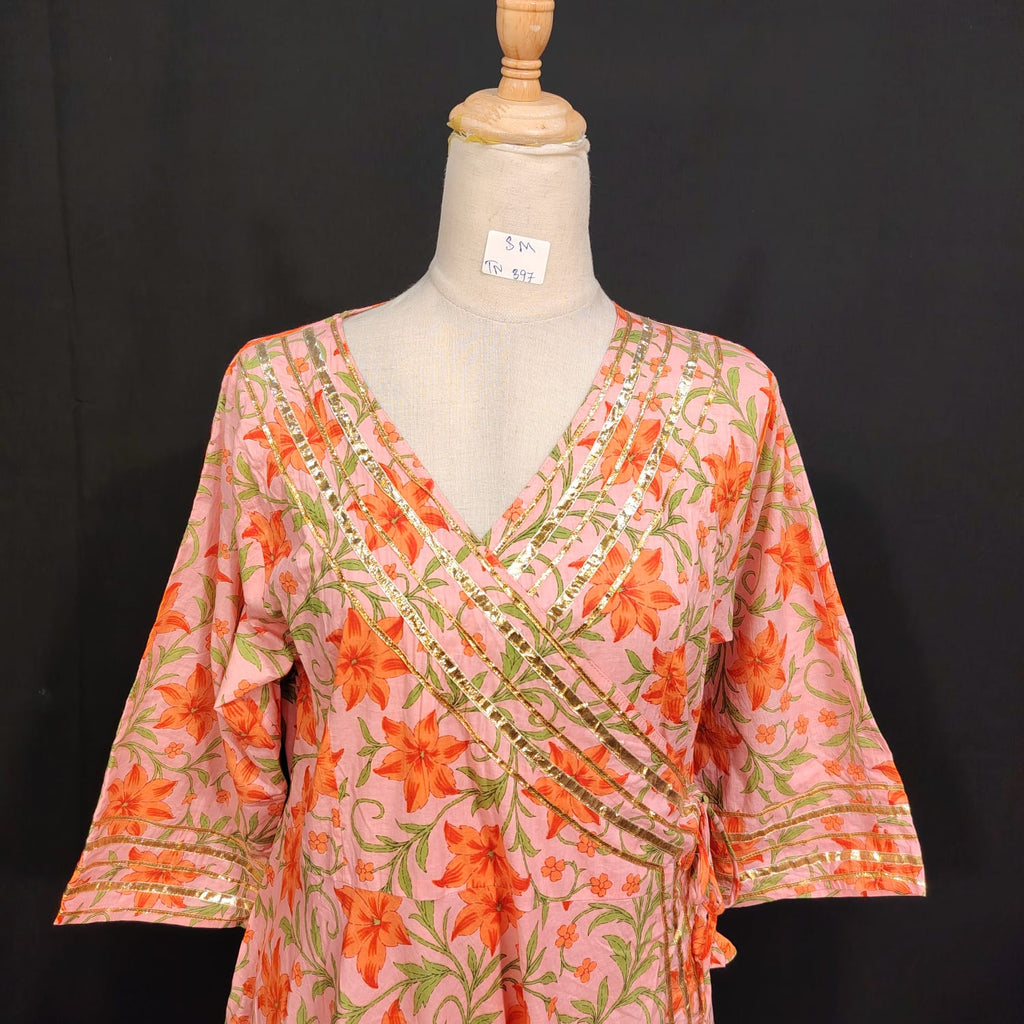 S/M Priam Printed Cotton Dress 57" Long Jalabiya