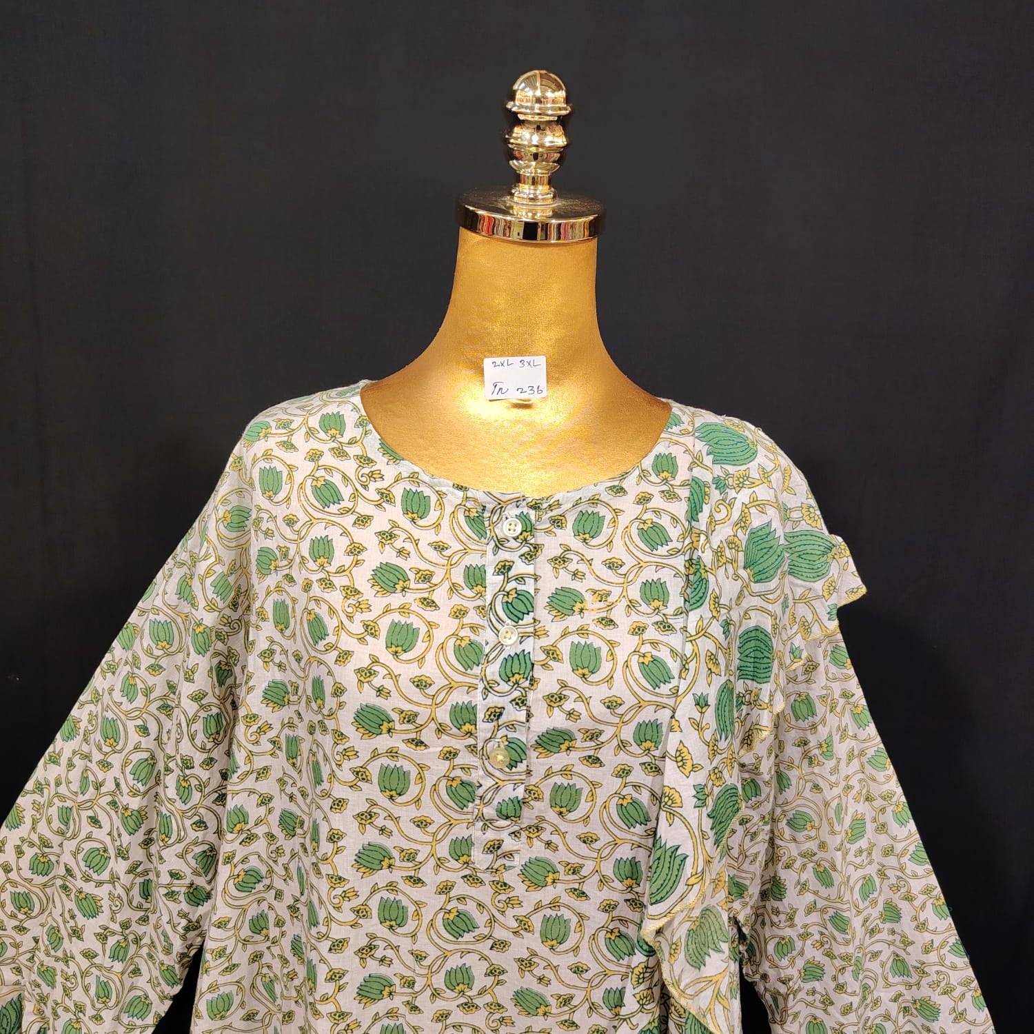 2XL-3XL Princess Printed Cotton Dress 57" Long Jalabiya