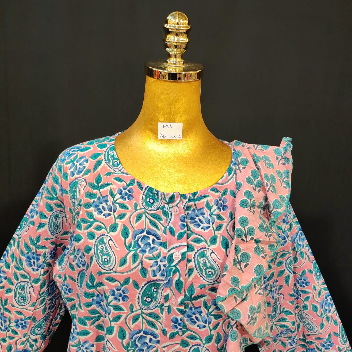L-XL Princess Cotton Printed Dress 57" Long Jalabiya
