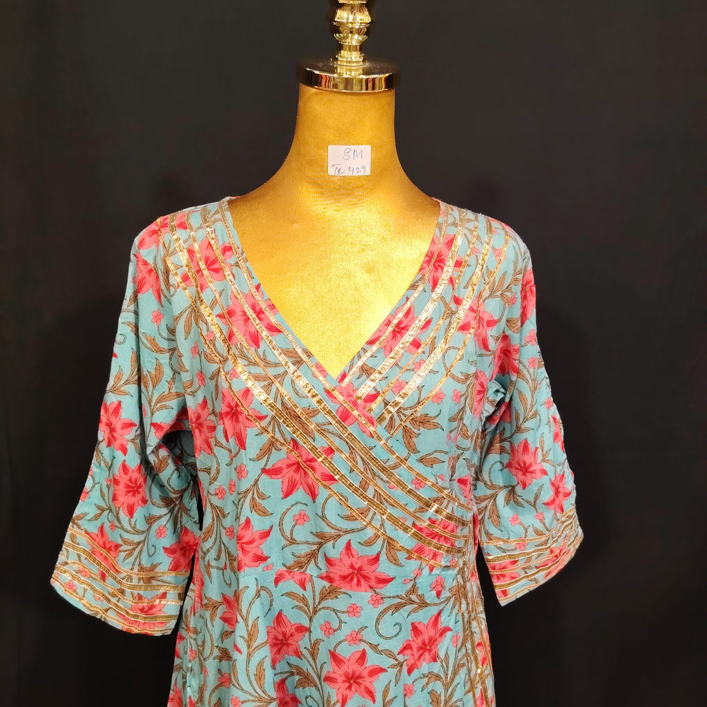 S/M Priam Printed Cotton Dress 57" Long Jalabiya