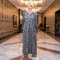 S/M Qifa Printed Cotton Dress 57" Long Jalabiya