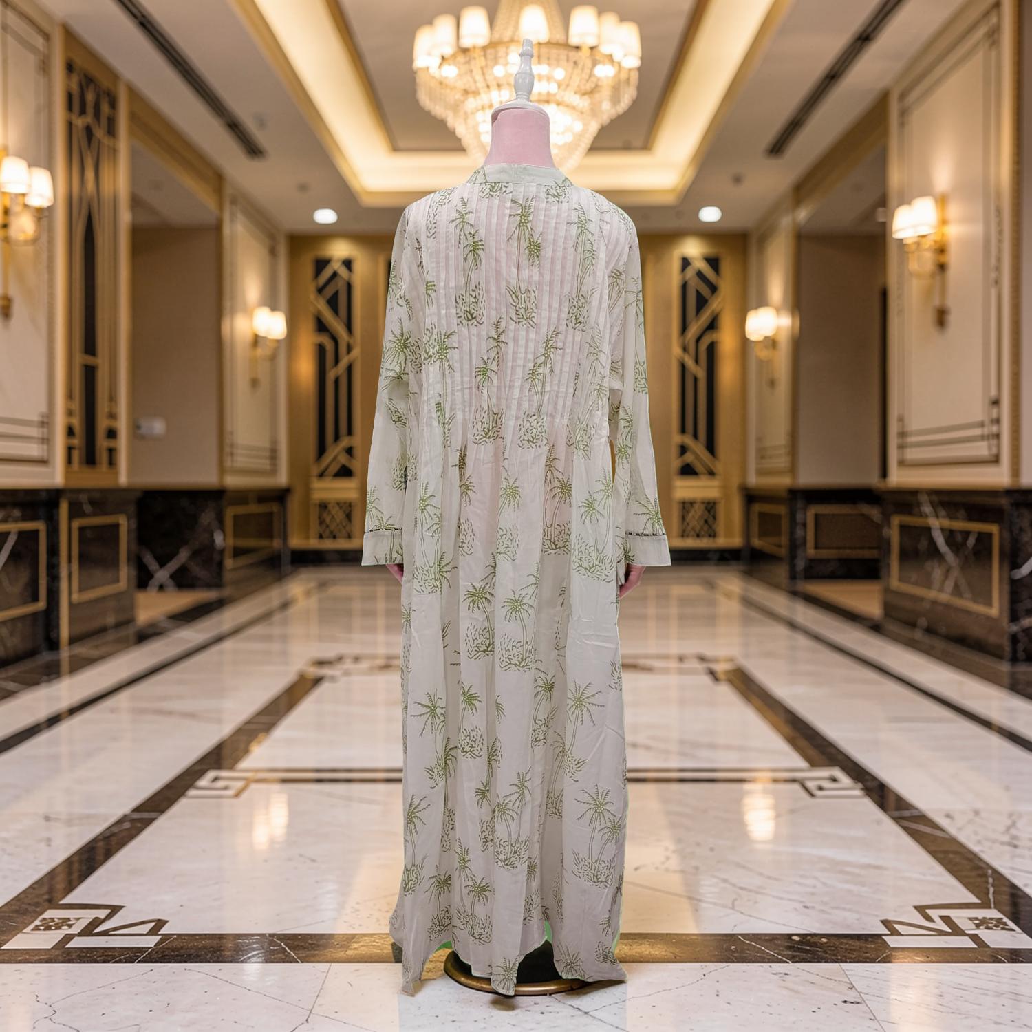 2XL/3XL Afra Printed Cotton Dress 57" Long Jalabiyas 112202