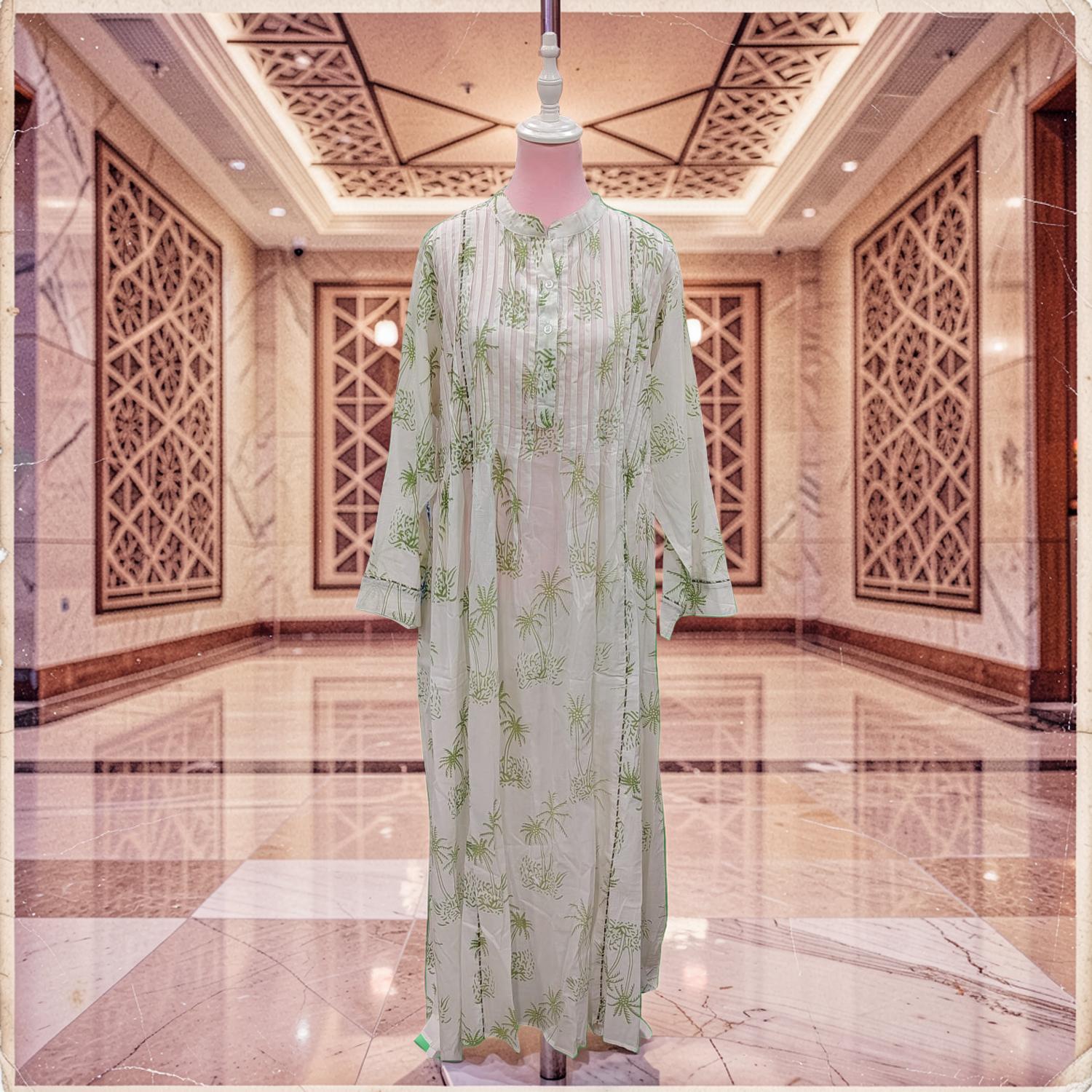 2XL/3XL Afra Printed Cotton Dress 57" Long Jalabiyas 112202