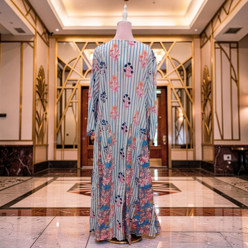 S/M ANAYA Printed Cotton Dress 57" Long Jalabiya