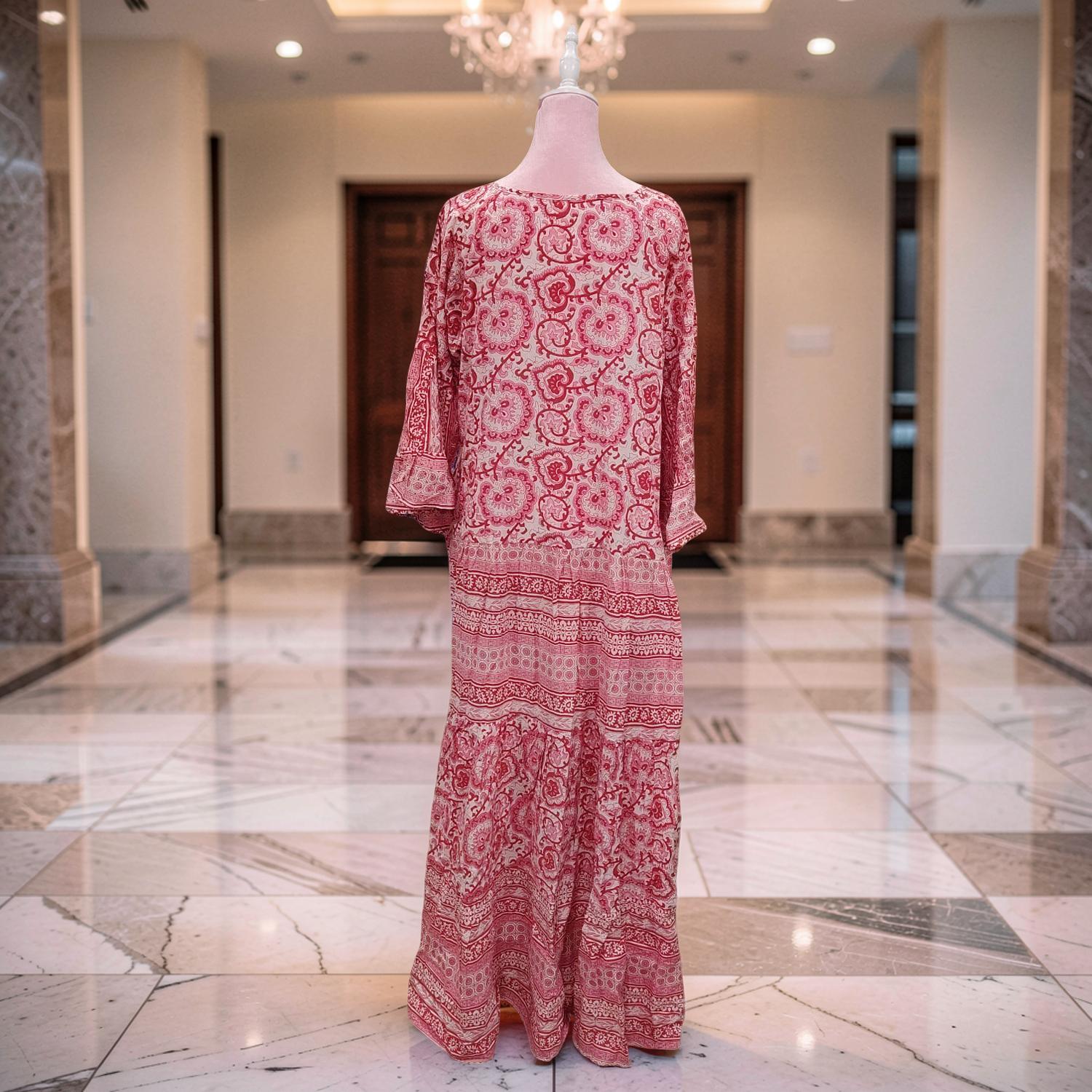 L/XL GABY Printed Cotton Dress 57" Long Jalabiya