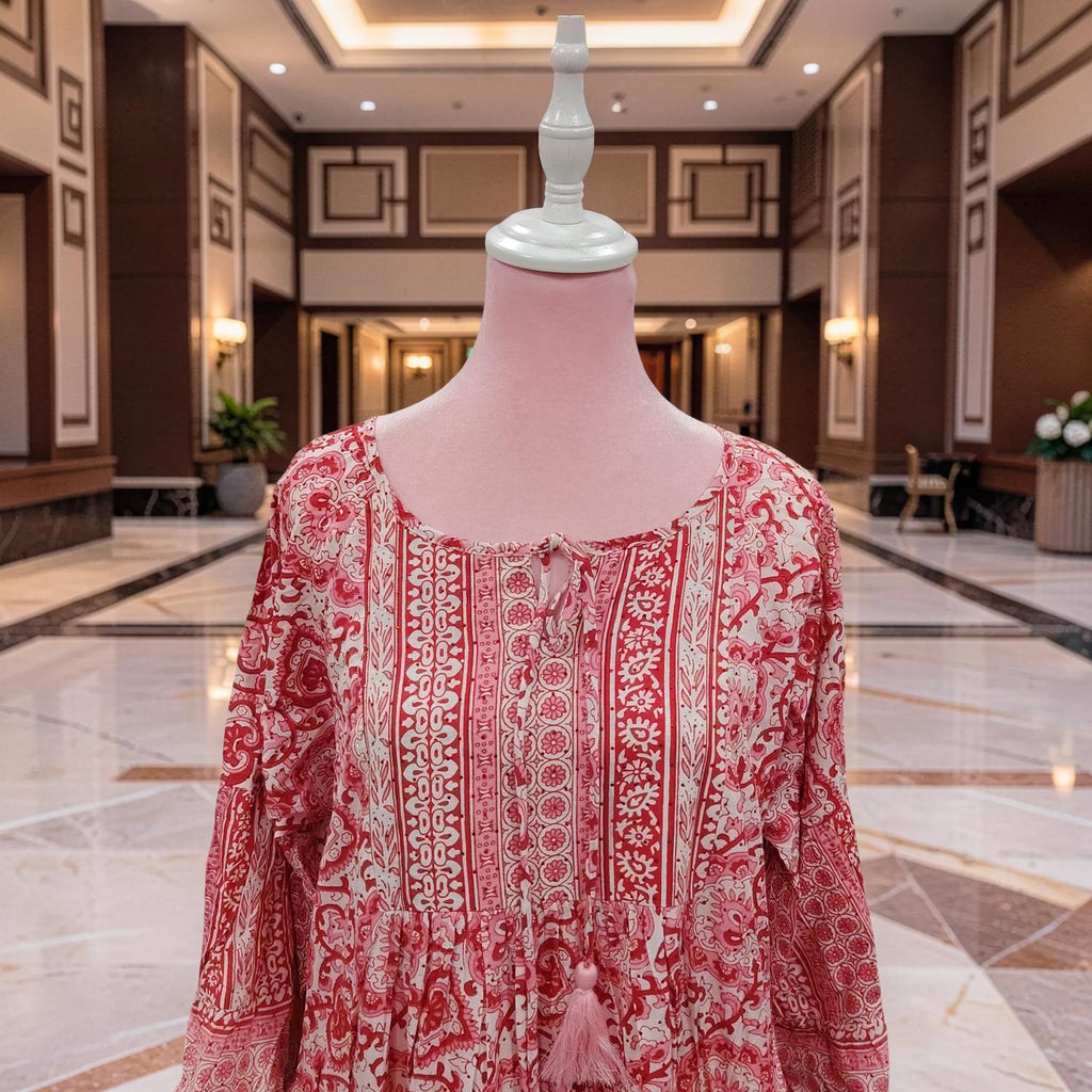L/XL GABY Printed Cotton Dress 57" Long Jalabiya