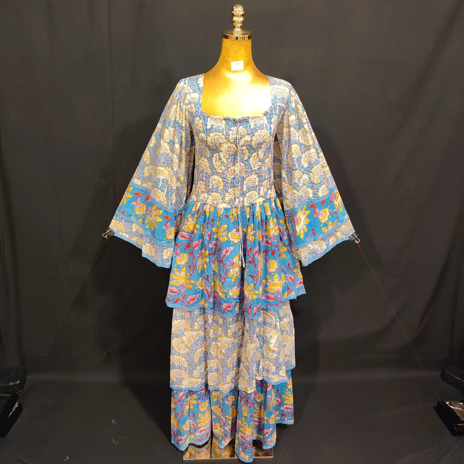 S/M Rahima Printed Cotton Dress 57" Long Jalabiya