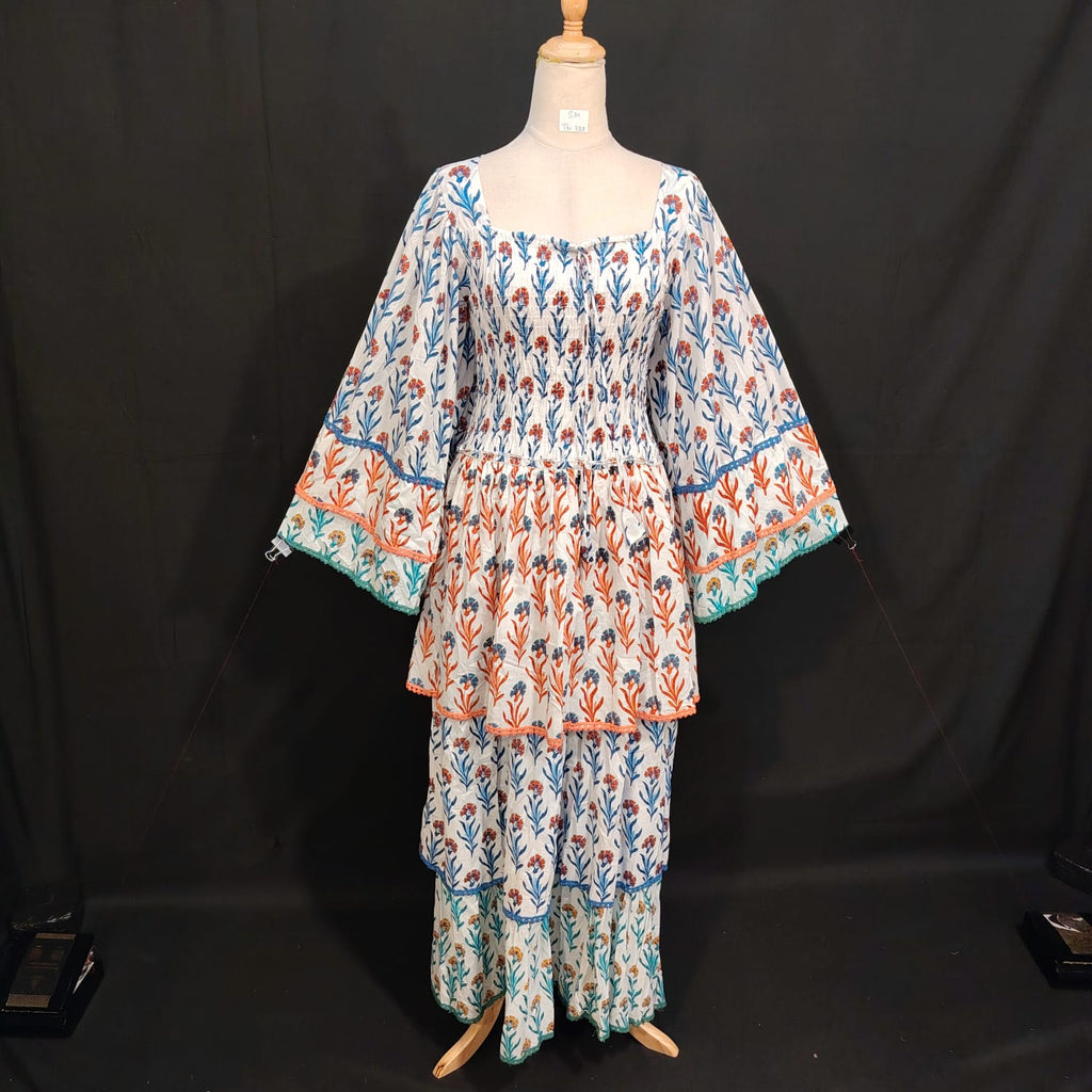S/M Rahima Printed Cotton Dress 57" Long Jalabiya