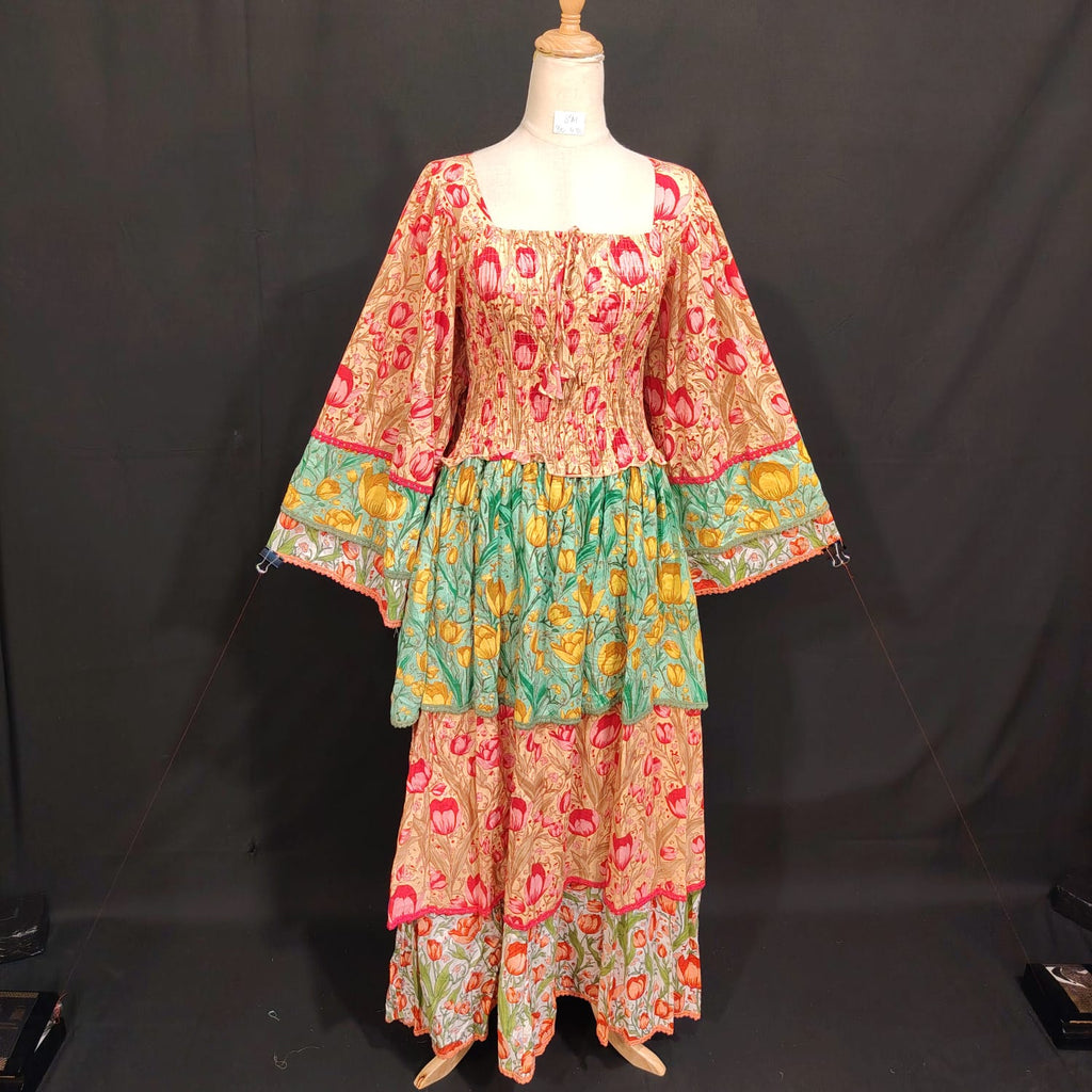 S/M Rahima Printed Cotton Dress 57" Long Jalabiya