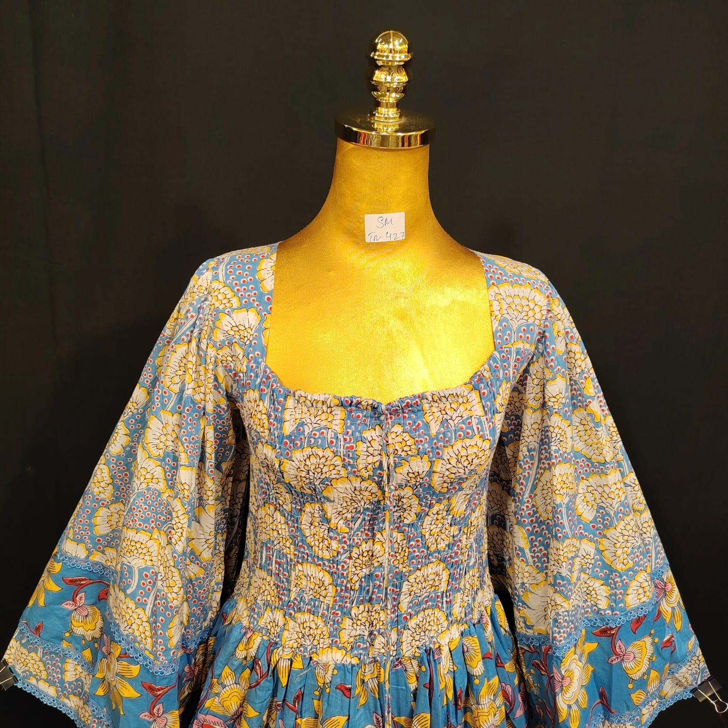 S/M Rahima Printed Cotton Dress 57" Long Jalabiya