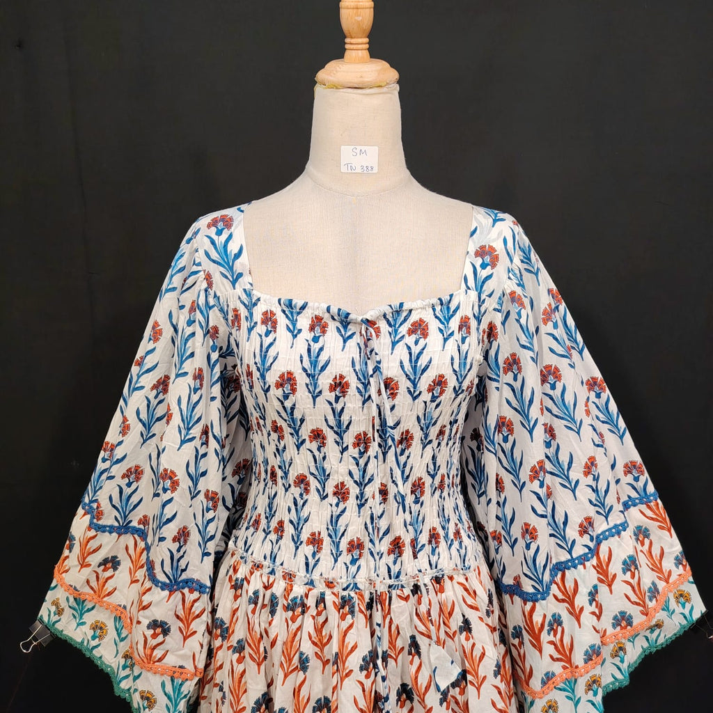 S/M Rahima Printed Cotton Dress 57" Long Jalabiya