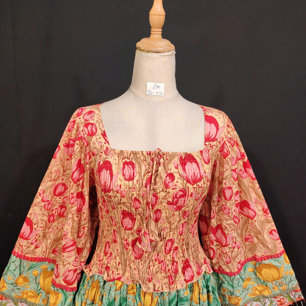 S/M Rahima Printed Cotton Dress 57" Long Jalabiya
