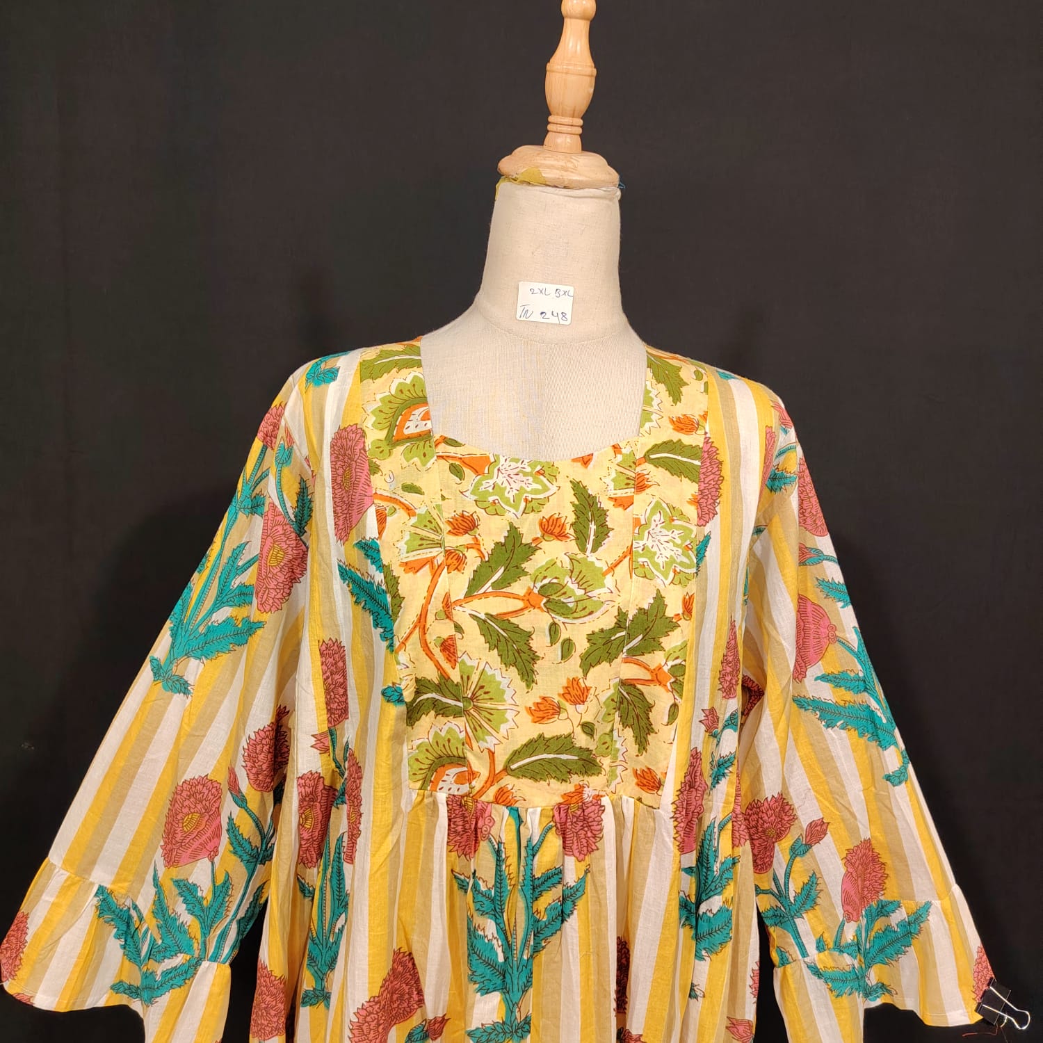 2XL-3XL Rania Printed Cotton Dress 57" Long Jalabiya