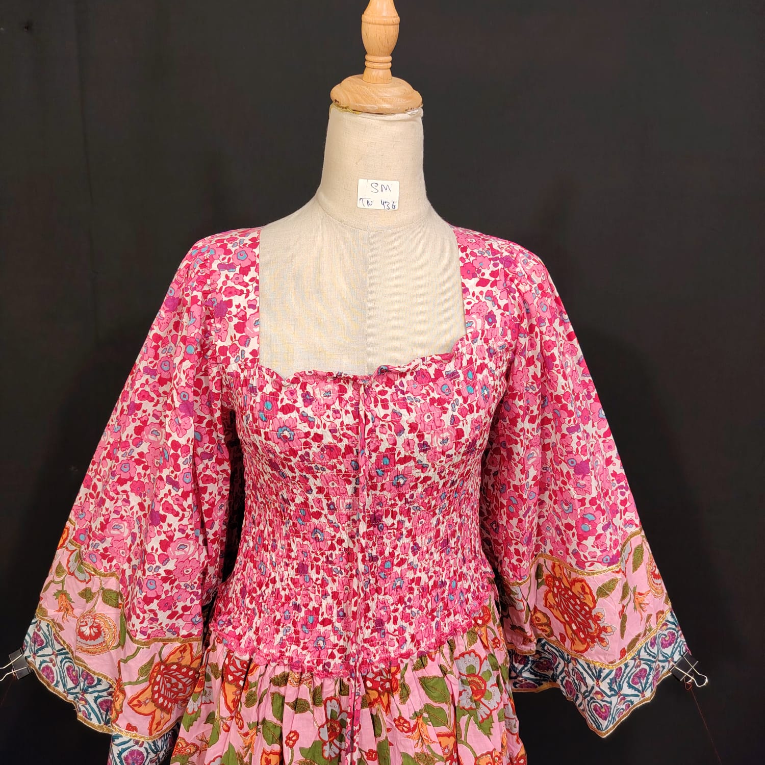 S/M Rahima Printed Cotton Dress 57" Long Jalabiya