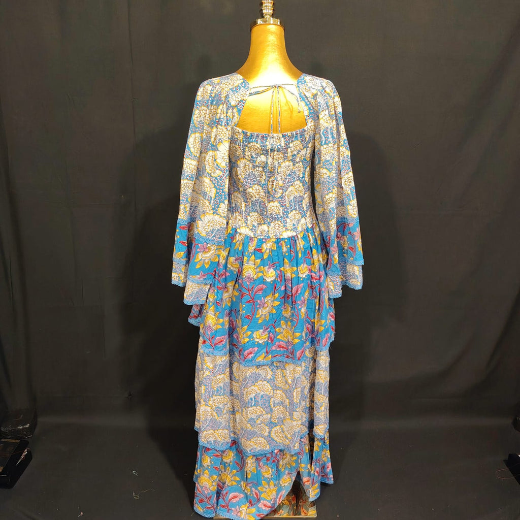 S/M Rahima Printed Cotton Dress 57" Long Jalabiya