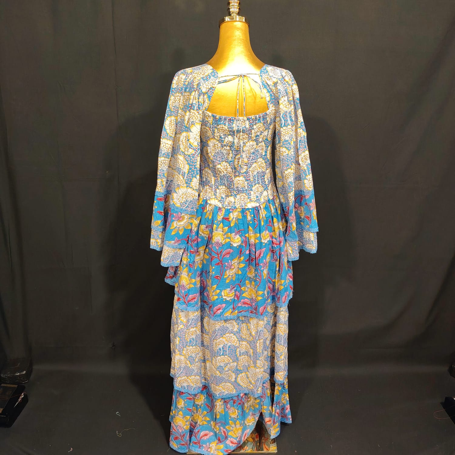 S/M Rahima Printed Cotton Dress 57" Long Jalabiya