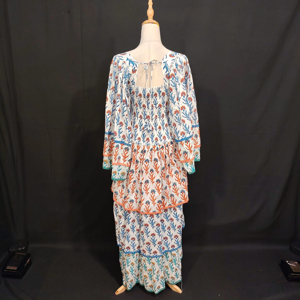 S/M Rahima Printed Cotton Dress 57" Long Jalabiya