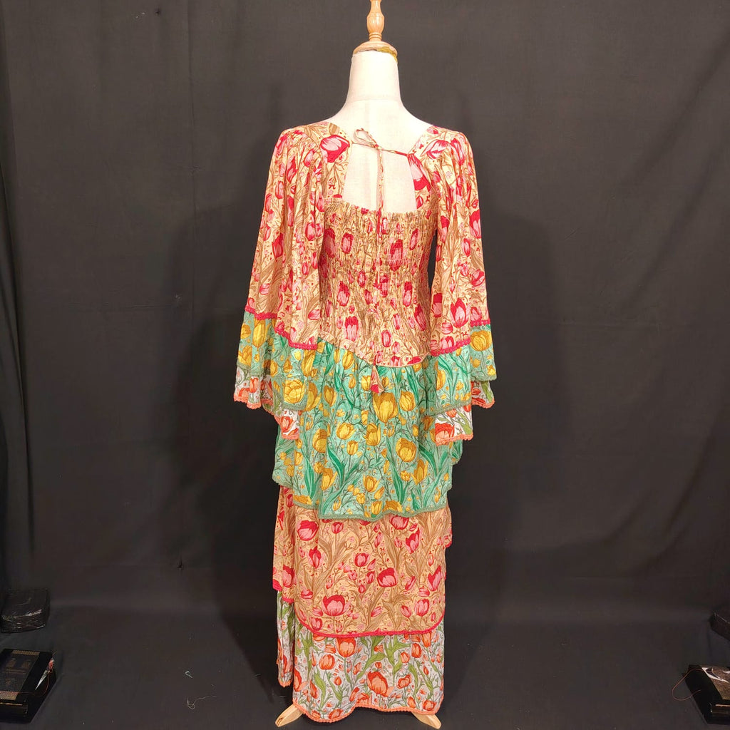 S/M Rahima Printed Cotton Dress 57" Long Jalabiya