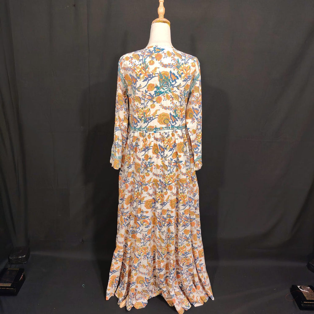S/M Razia Printed Cotton Dress 57" Long Jalabiya
