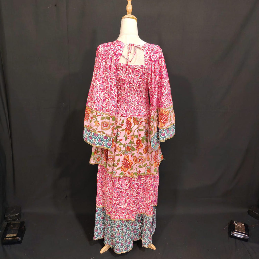S/M Rahima Printed Cotton Dress 57" Long Jalabiya