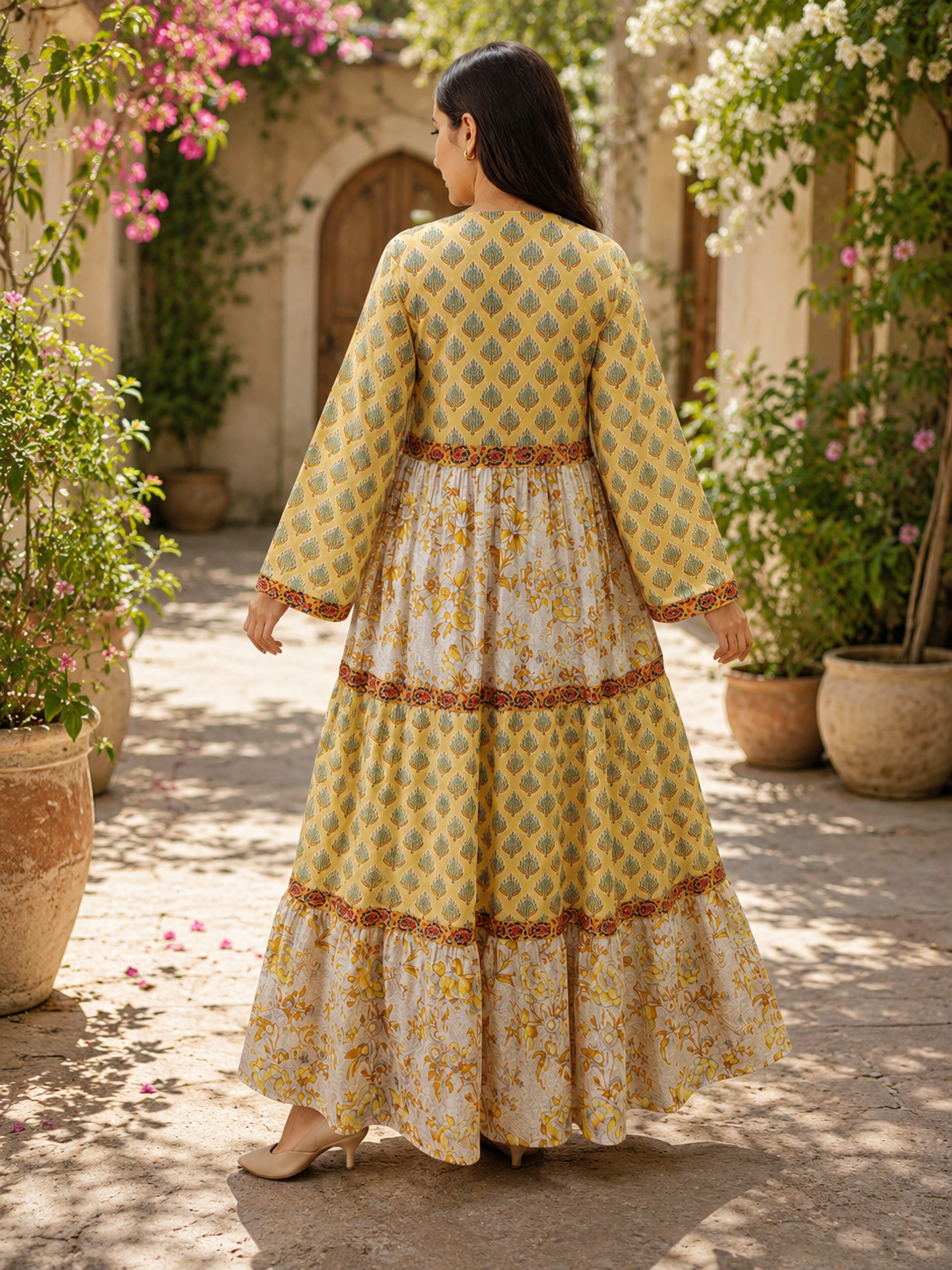 S/M Sydney Printed Cotton Long Dress Jalabiya – 57"