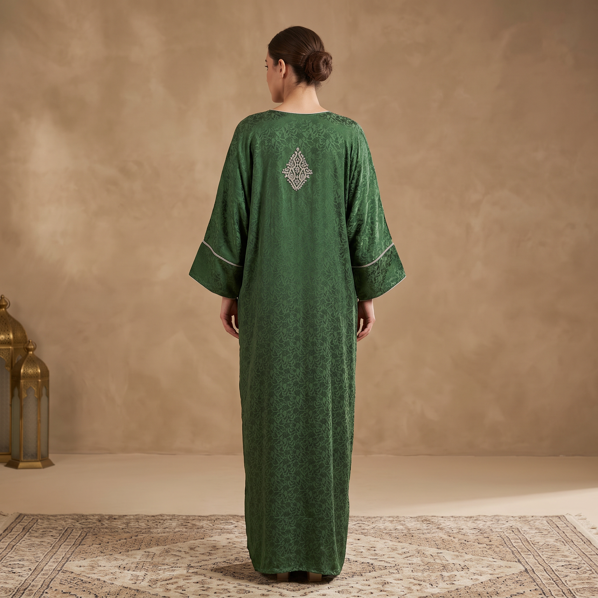 Silky Jacquard Kaftan Elegant Free-Size Luxury Abaya