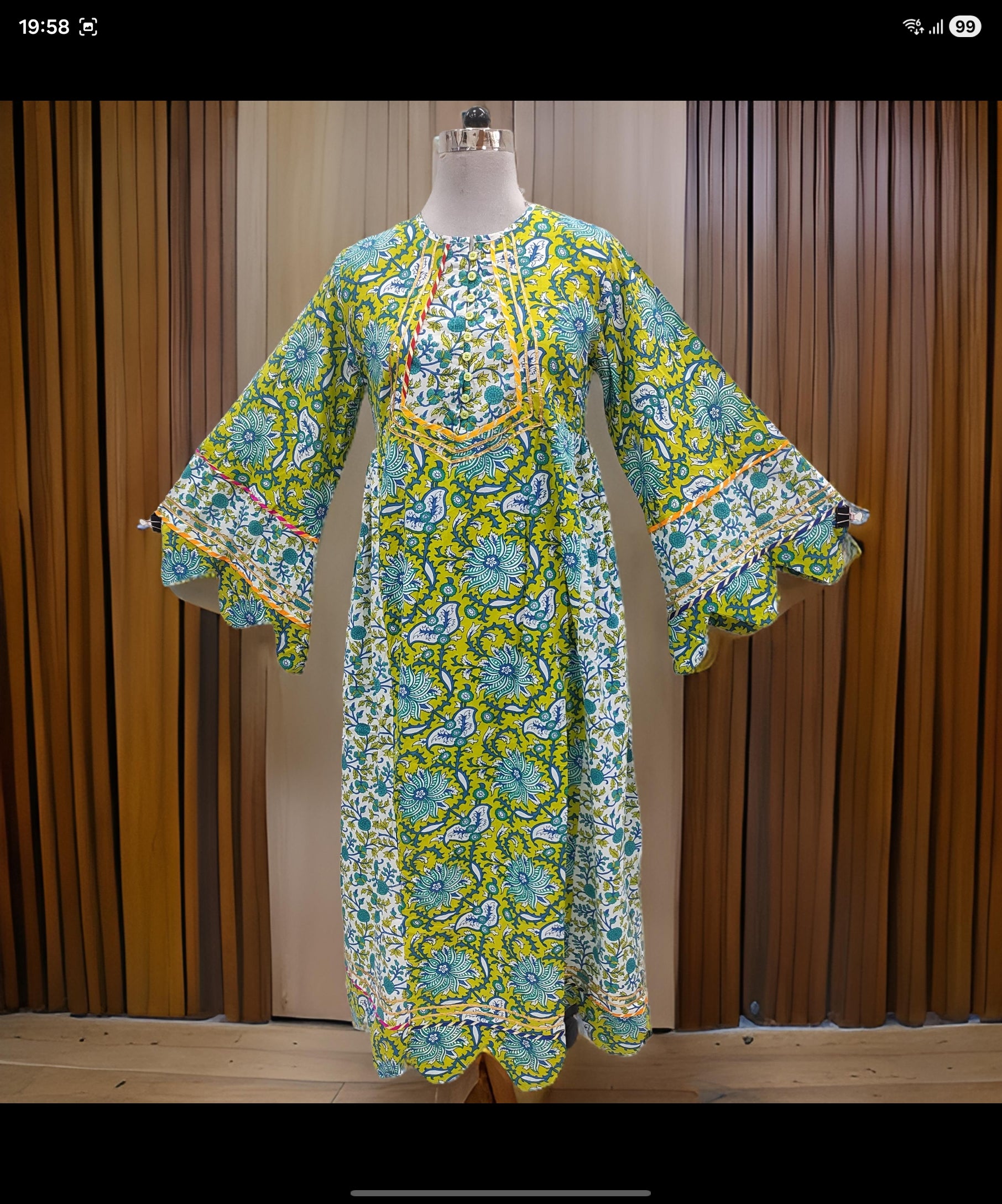 LXL Esah Printed Cotton Dress 57" Long Jalabiya
