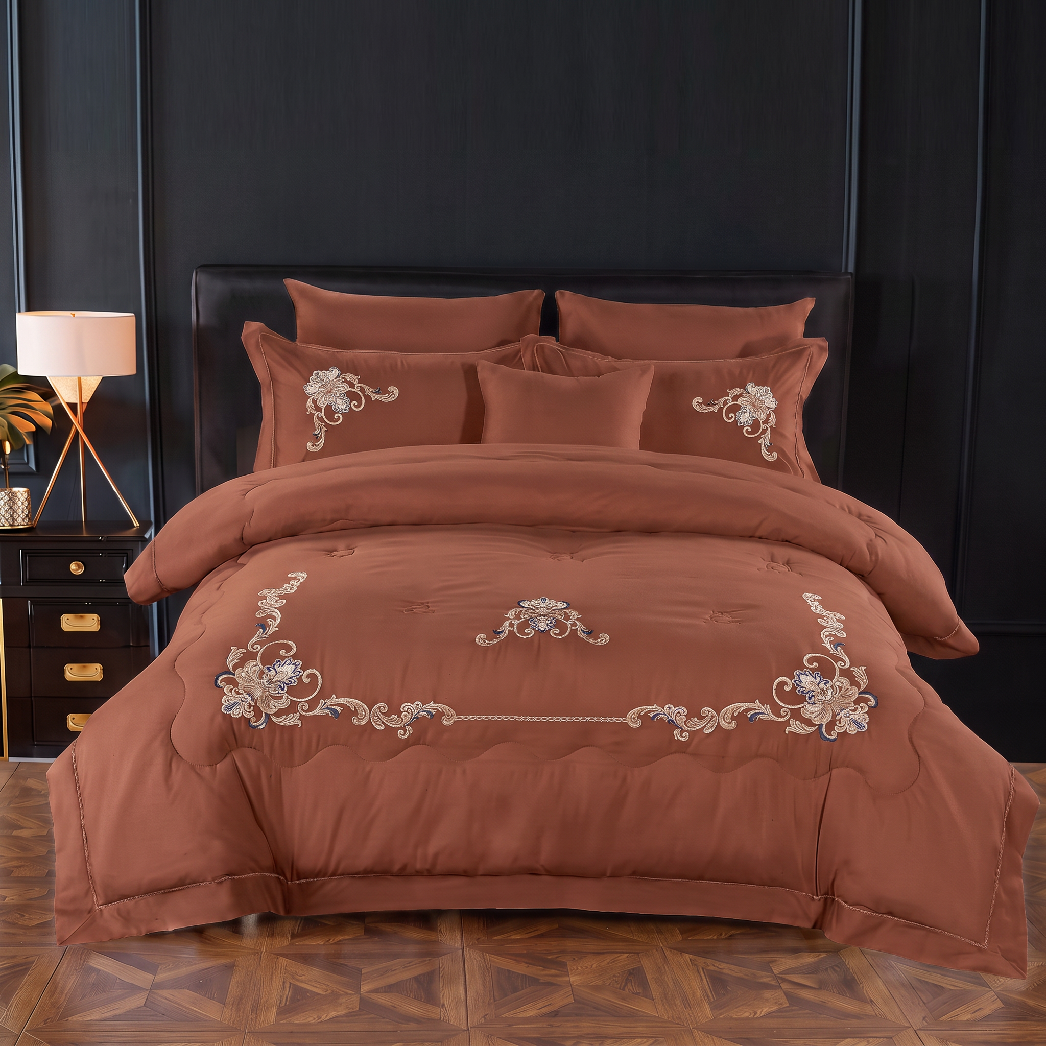 Premium Embroidered Quilt Duvet Set 6 Pcs