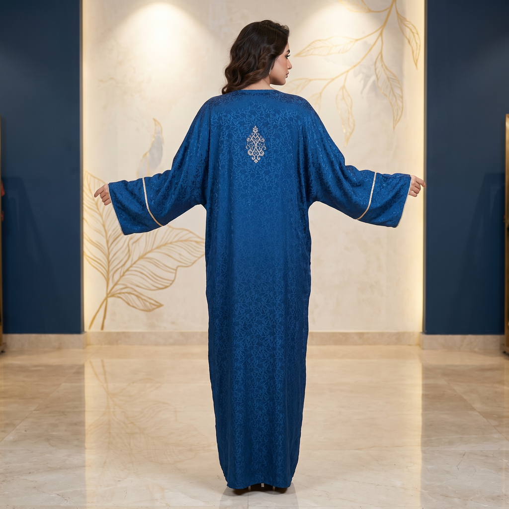 Silky Jacquard Kaftan Elegant Free-Size Luxury Abaya