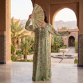 XXL Digital Print Pure Silk Jalabiya With Embroidery Length 59"