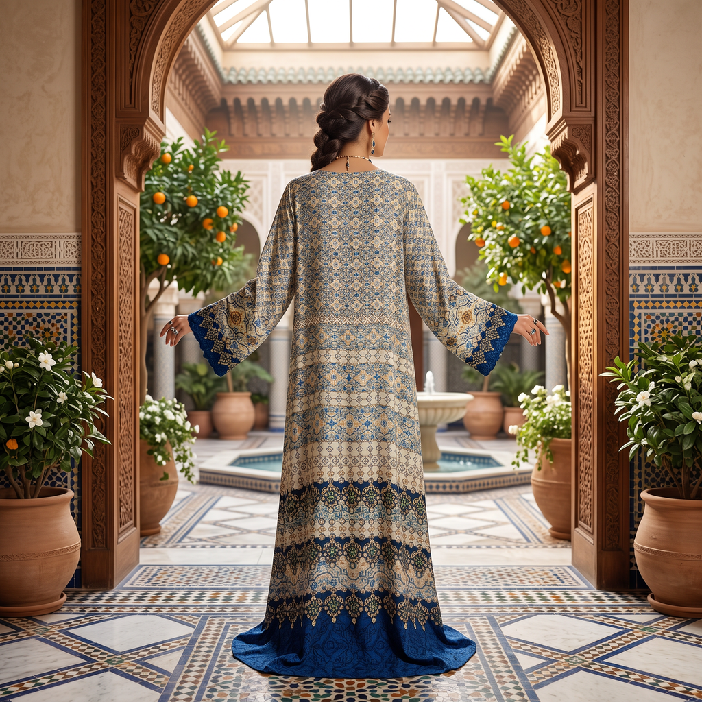 XXL Digital Dress Printed Silky Hand Crystal