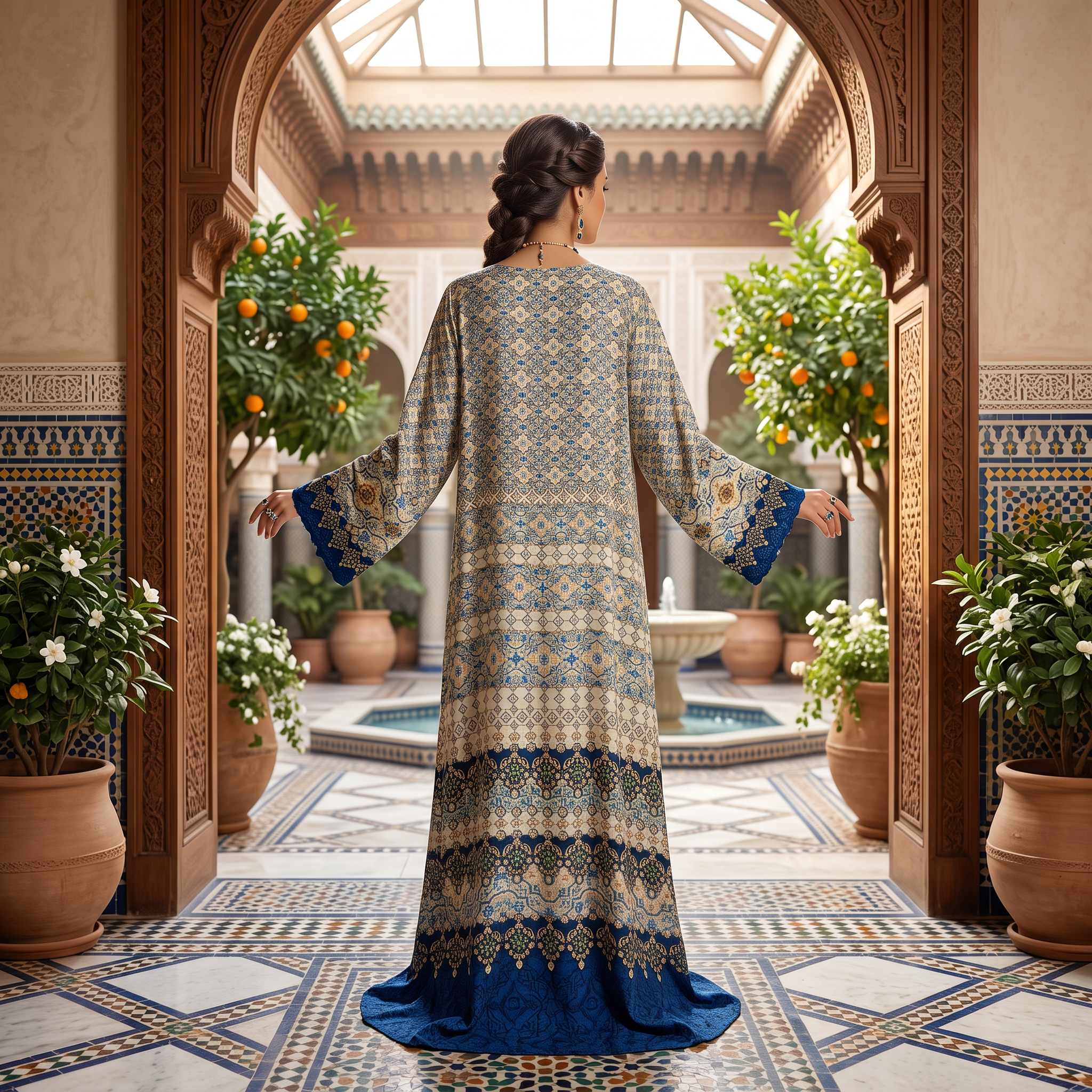 XXL Digital Dress Printed Silky Hand Crystal