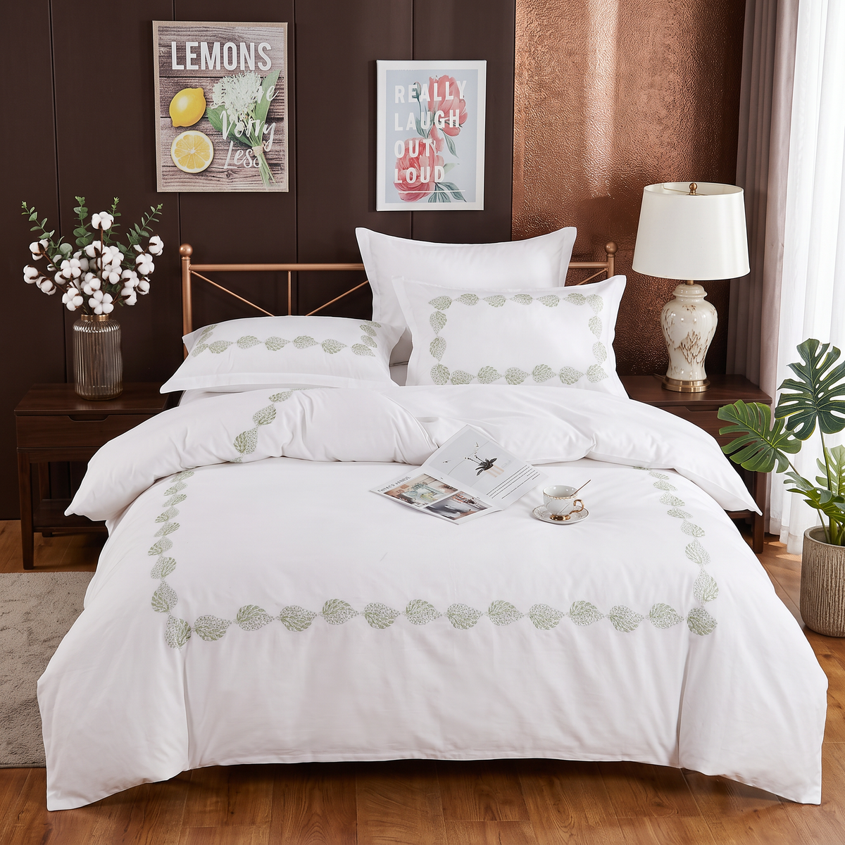 Premium Embroidered Quilt Duvet Set 6 Pcs , Super king size