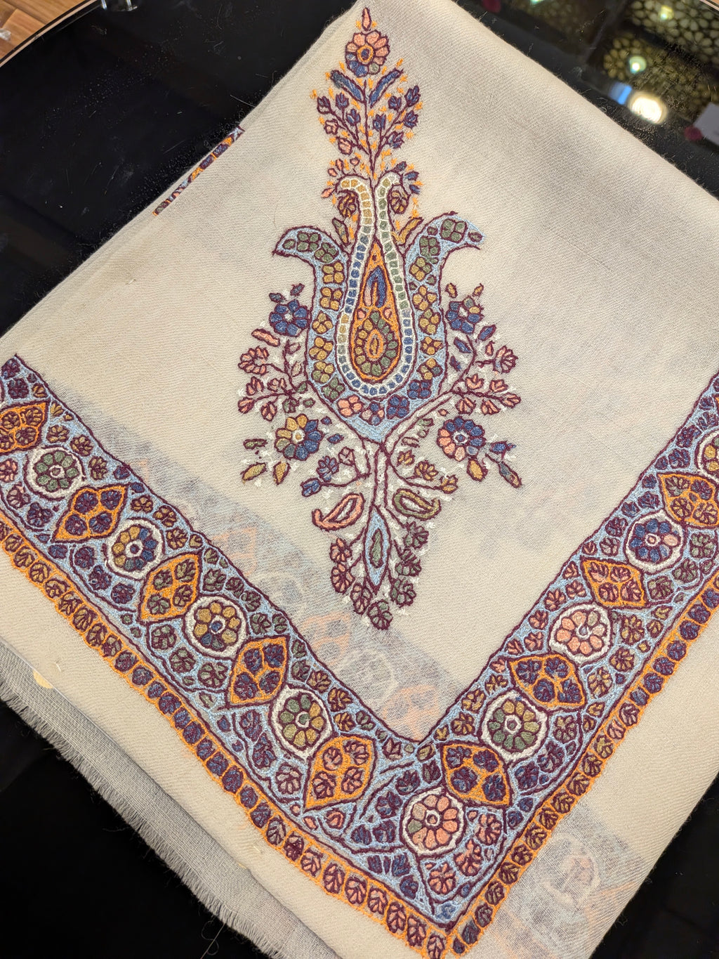 Luxury Kashmir Ghutra shawl-Hand Embroidered Men’s Headwear
