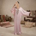 Silky Jacquard Kaftan Elegant Free-Size Luxury Abaya
