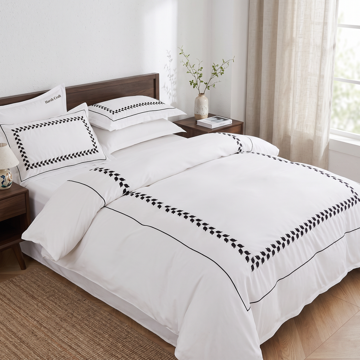 Premium Embroidered Quilt Duvet Set 6 Pcs,Super king size
