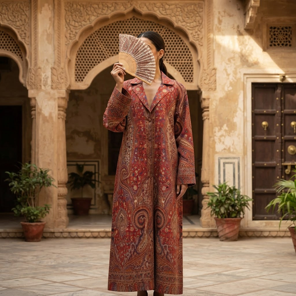 2XL-3XL Kashmiri woolen  long Jacket 56" length