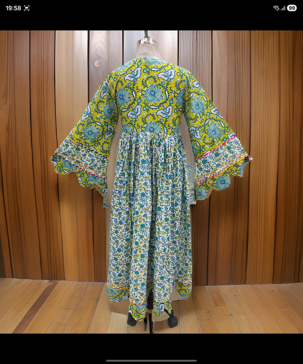 LXL Esah Printed Cotton Dress 57" Long Jalabiya