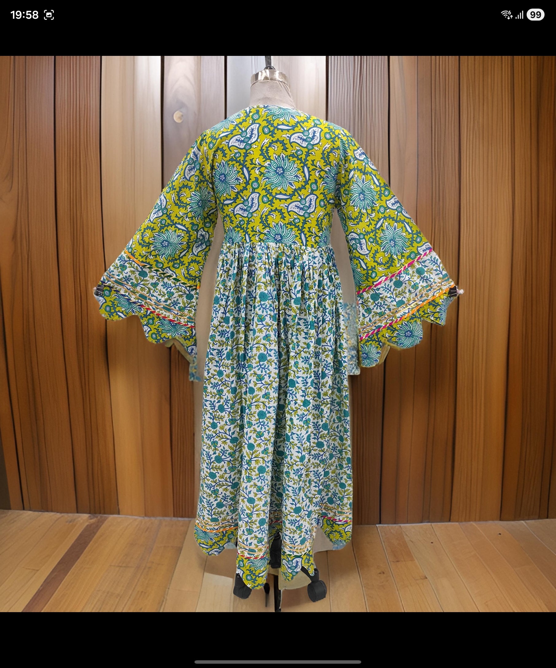 LXL Esah Printed Cotton Dress 57" Long Jalabiya