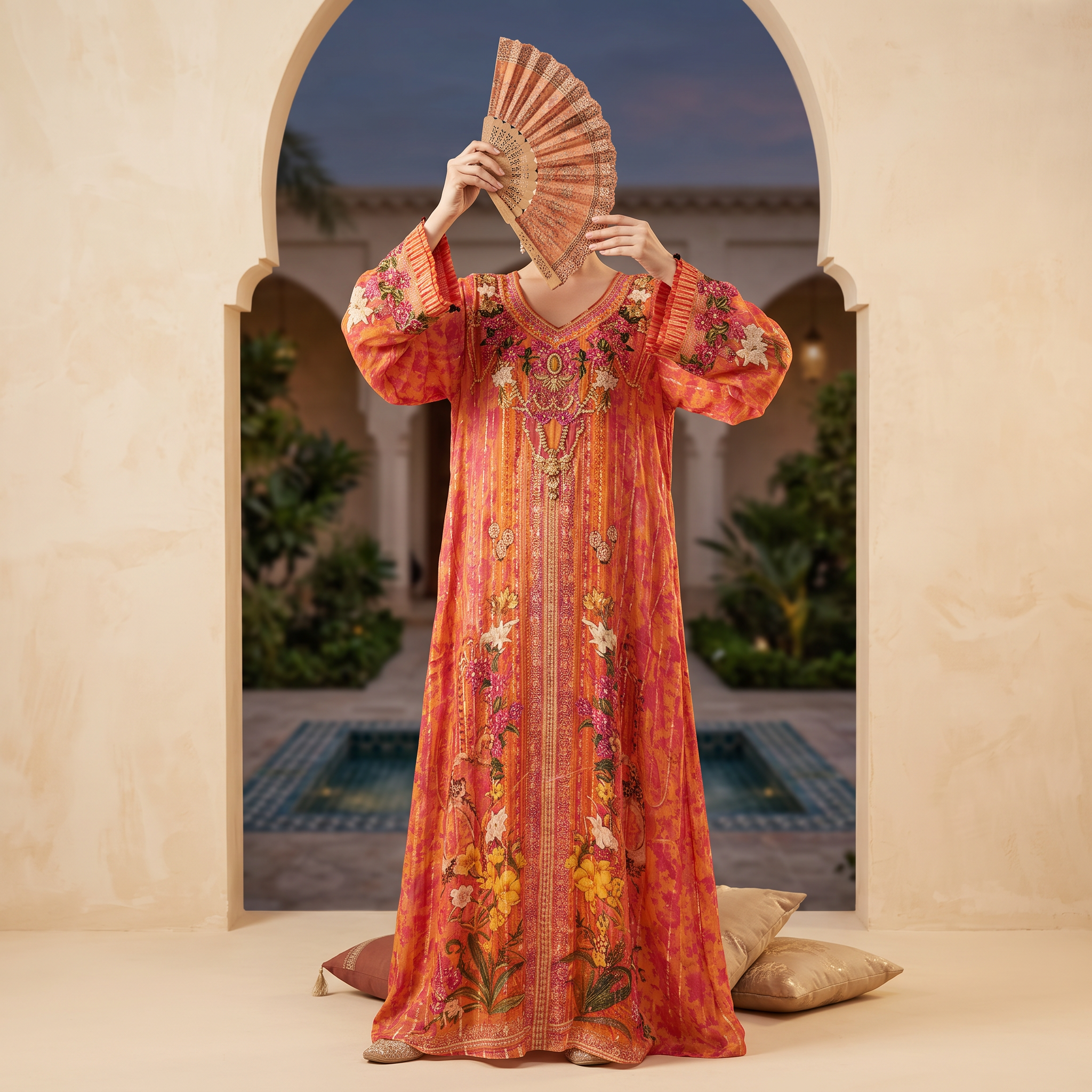 XXL Digital Dress Printed Silky Hand Crystal