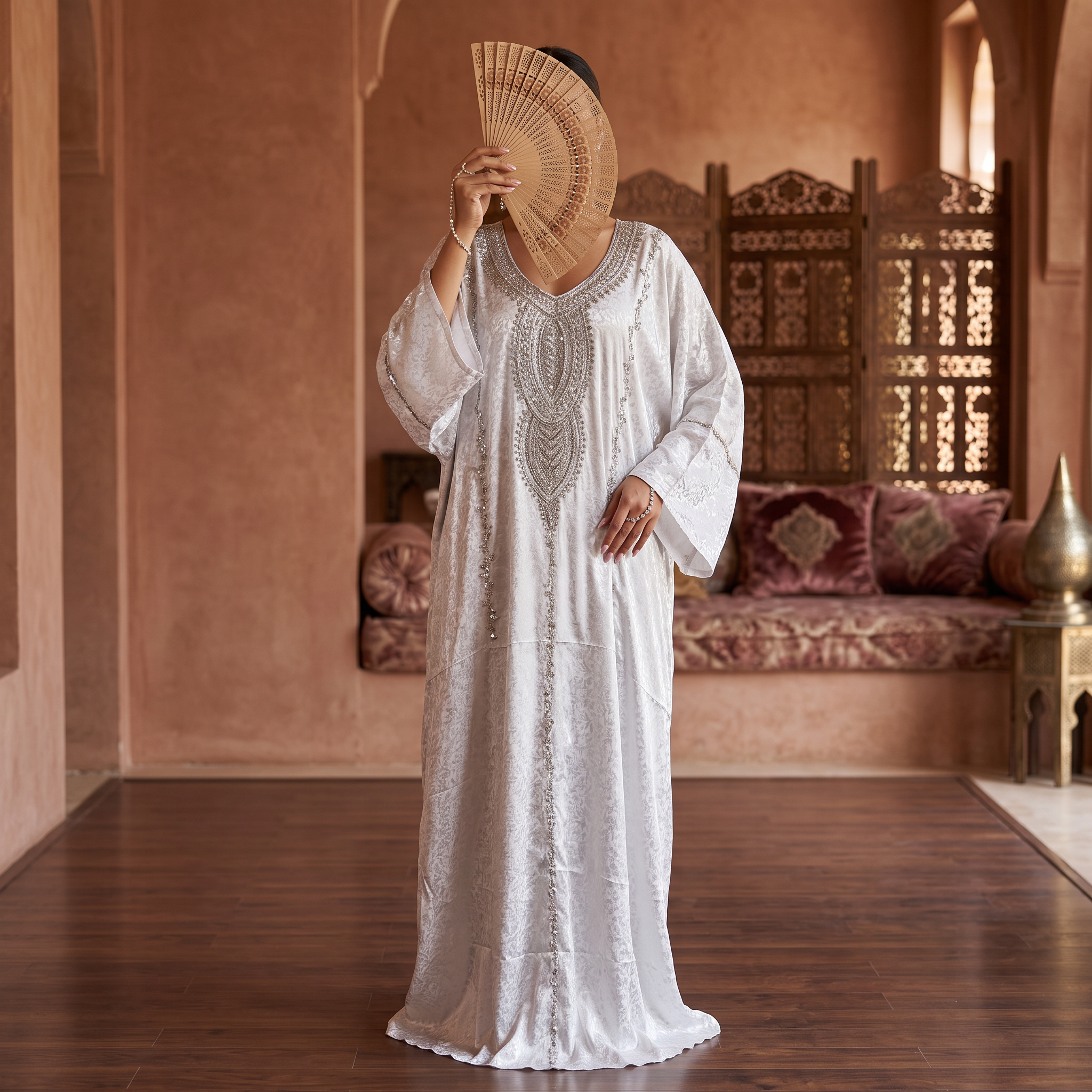 Free Size Elegant Silky Jacquard Kaftan Collection 6