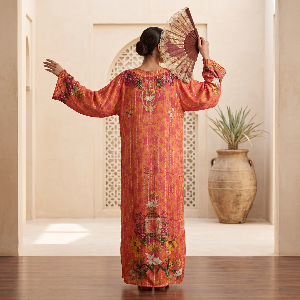 XXL Digital Dress Printed Silky Hand Crystal
