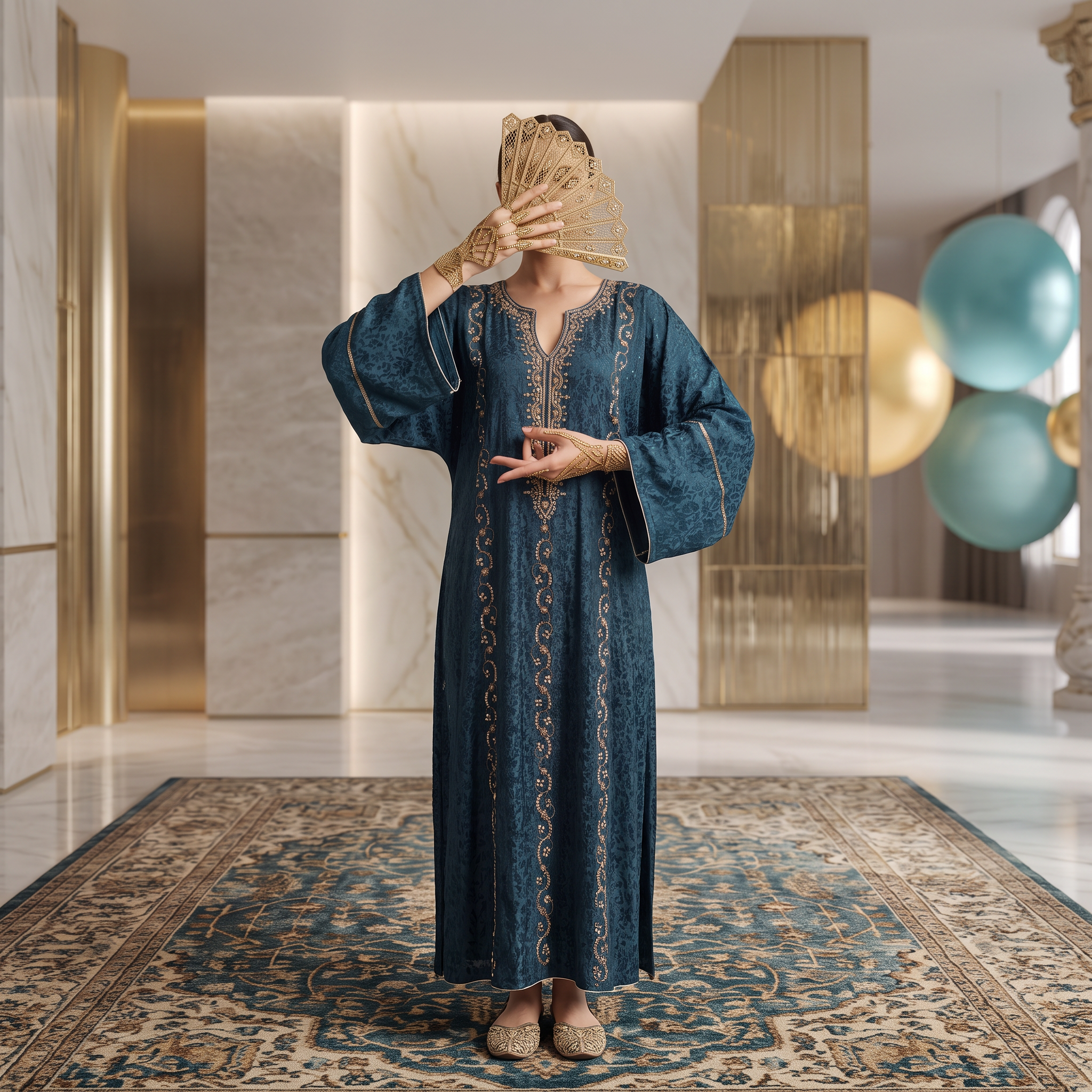 Silky Jacquard Kaftan Elegant Free-Size Luxury Abaya