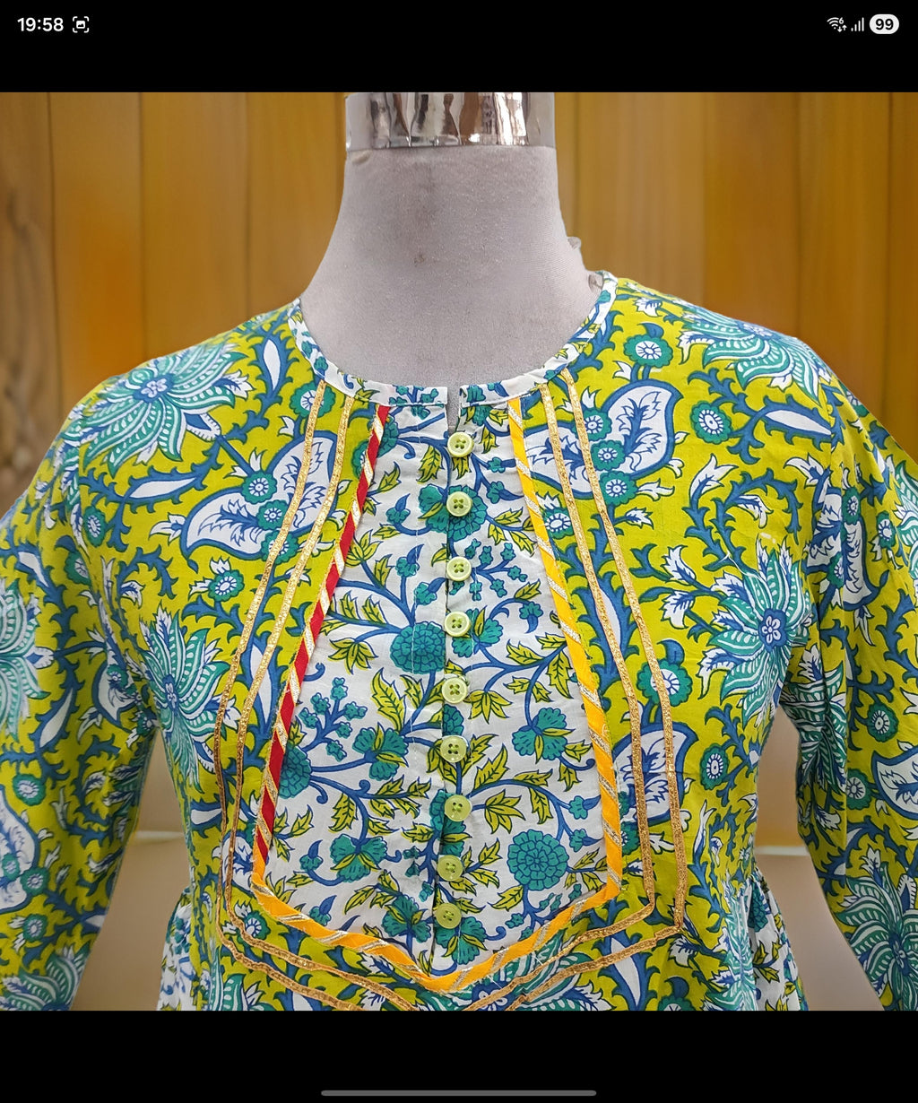 LXL Esah Printed Cotton Dress 57" Long Jalabiya