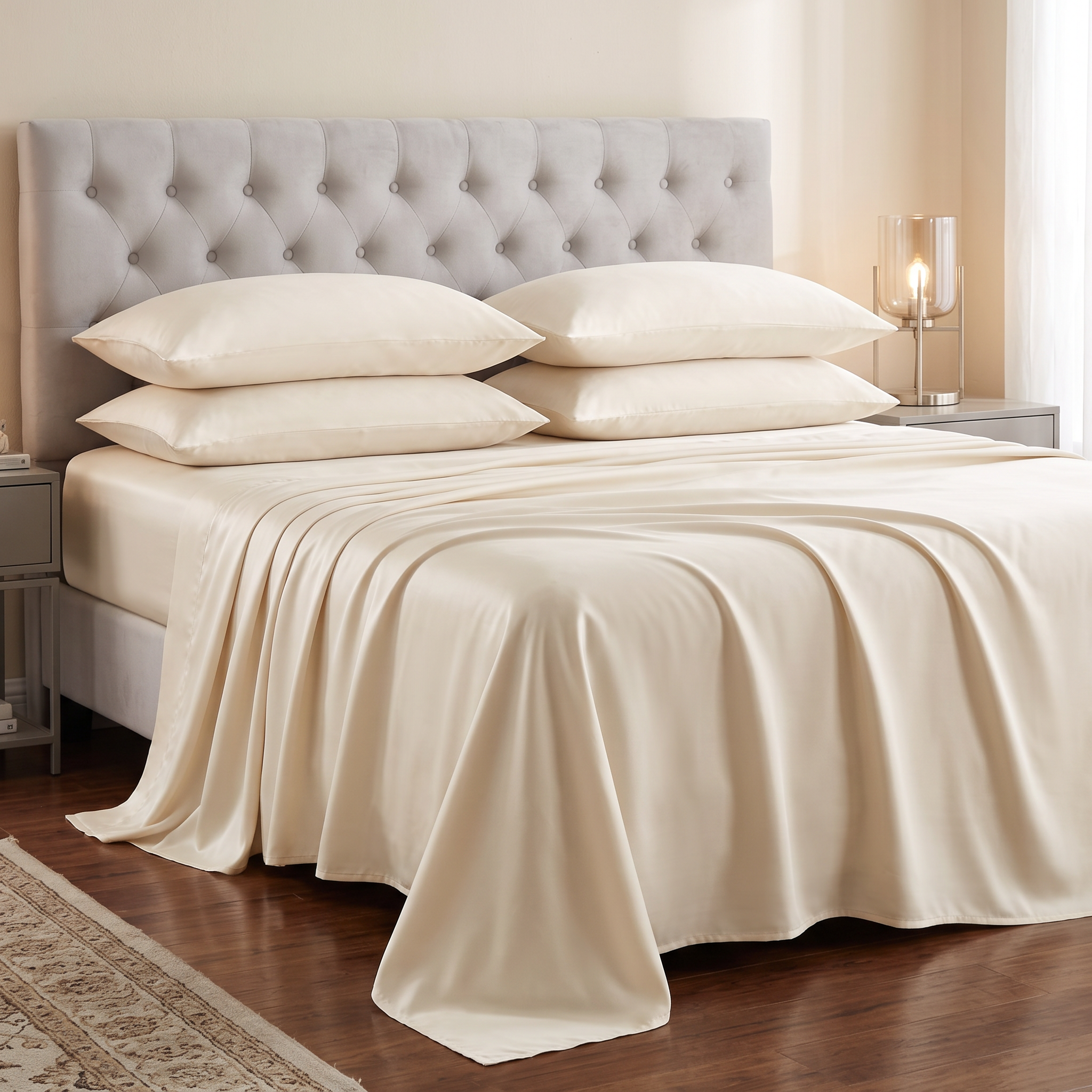 Premium plain silky Duvet Set 6 Pcs