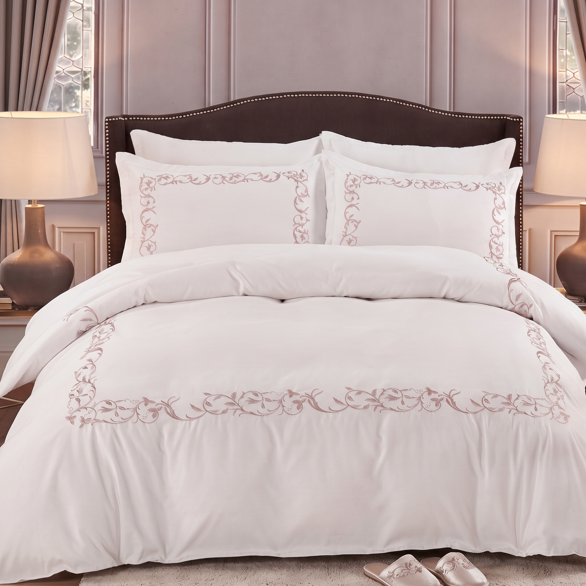 Premium Embroidered Quilt Duvet Set 6 Pcs , Super king size