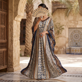 S-M Digital Dress Printed Silky Hand Crystal 60" Long Jalabiya