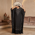 L-XL Digital Dress Printed Poly Silk Hand Crystal 58" Long Jalabiya