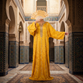 Silky Jacquard Kaftan Elegant Free-Size Luxury Abaya