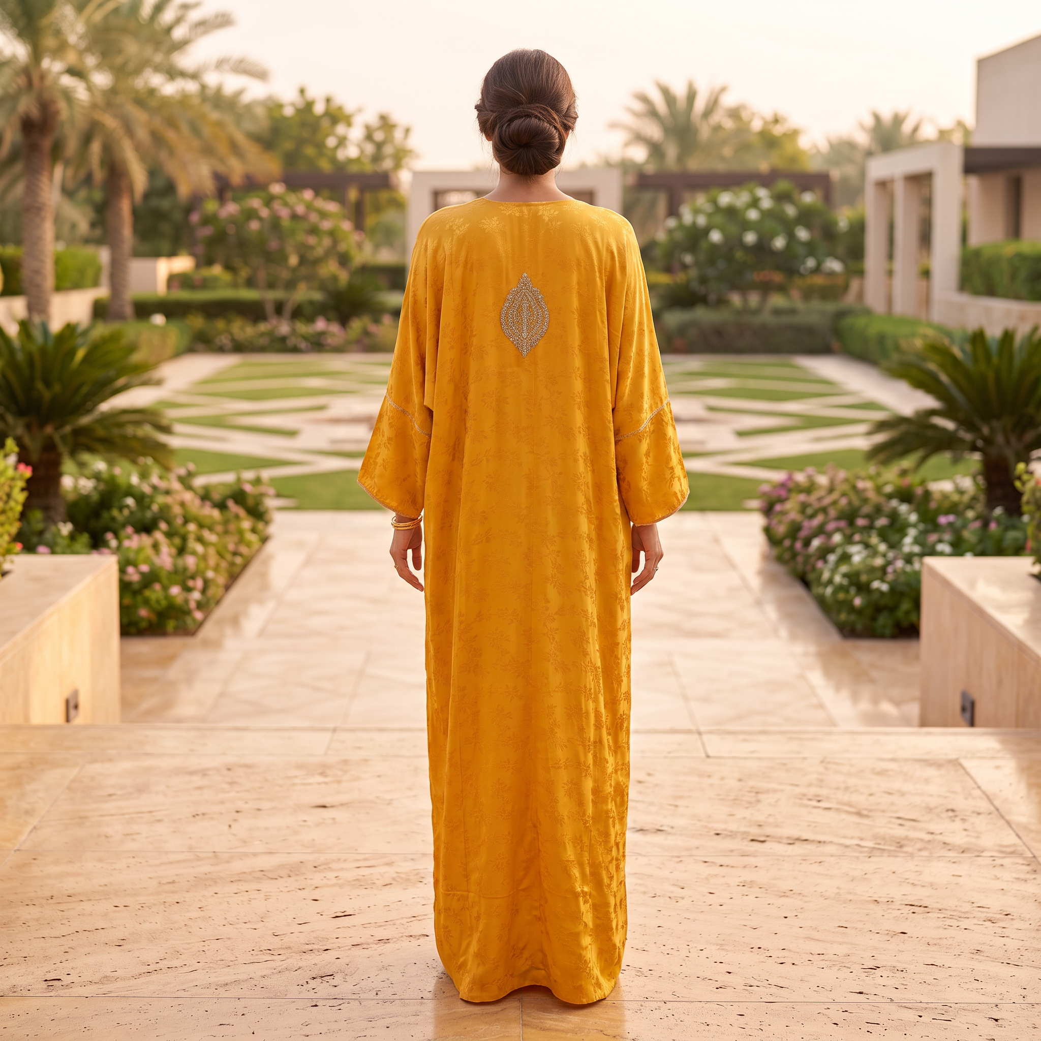 Silky Jacquard Kaftan Elegant Free-Size Luxury Abaya